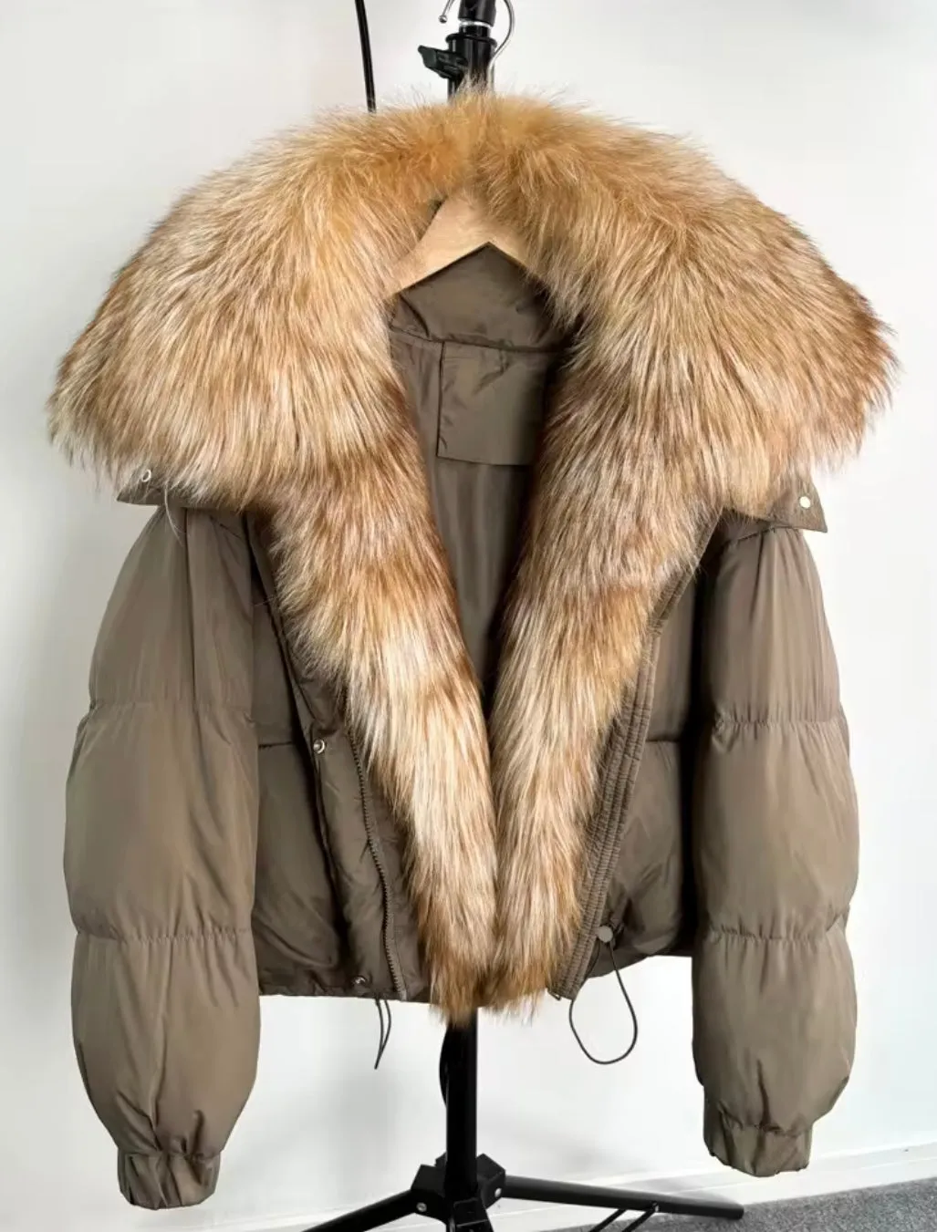 Luxe Warmth: Women's Plus Size Down Jacket with Natural Fur