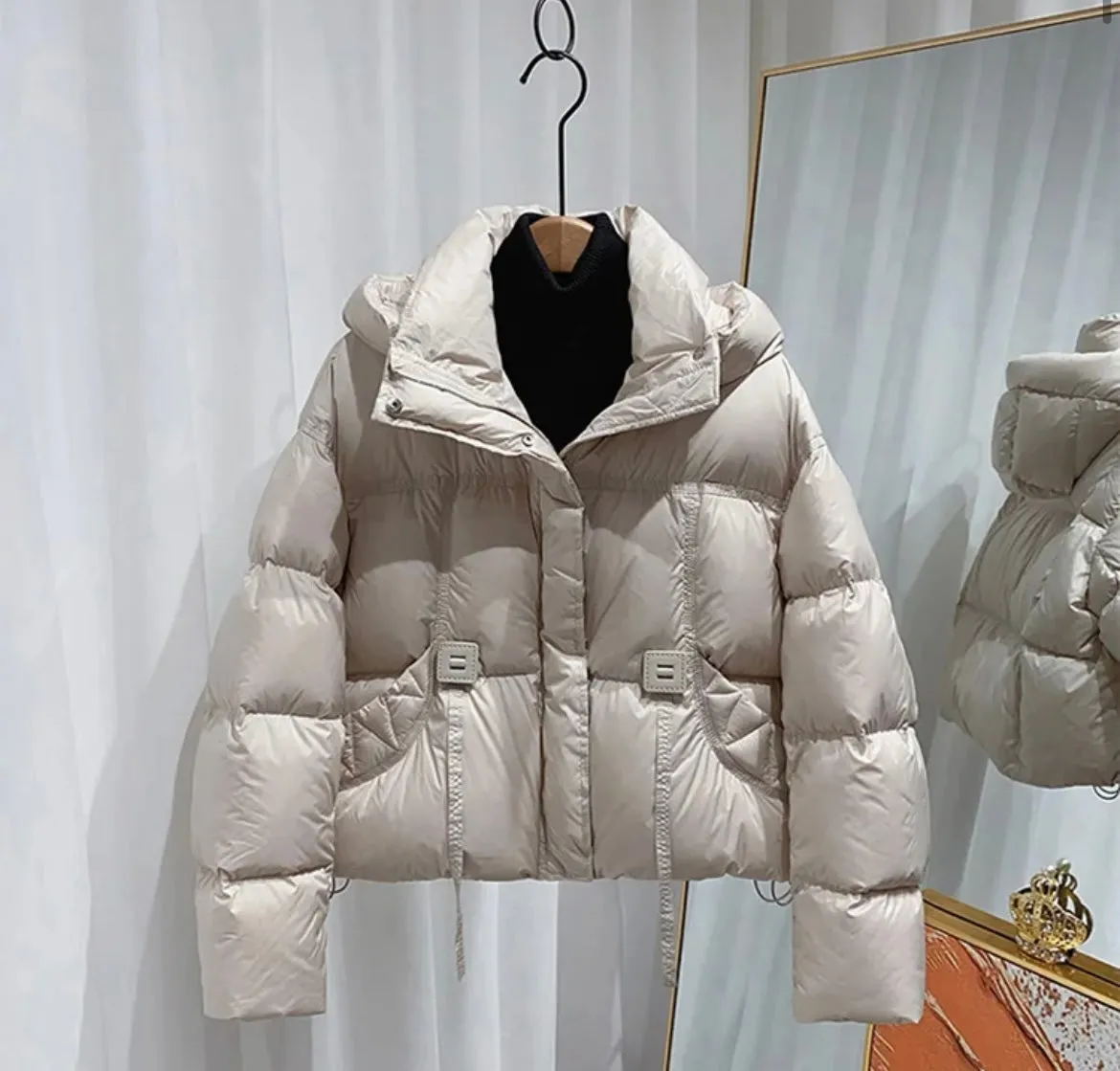 Luxurious Plus Size Women's Duck Down Hooded Jacket