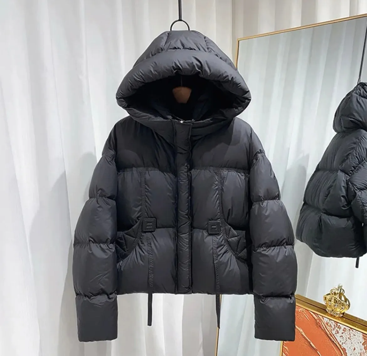 Luxurious Plus Size Women's Duck Down Hooded Jacket