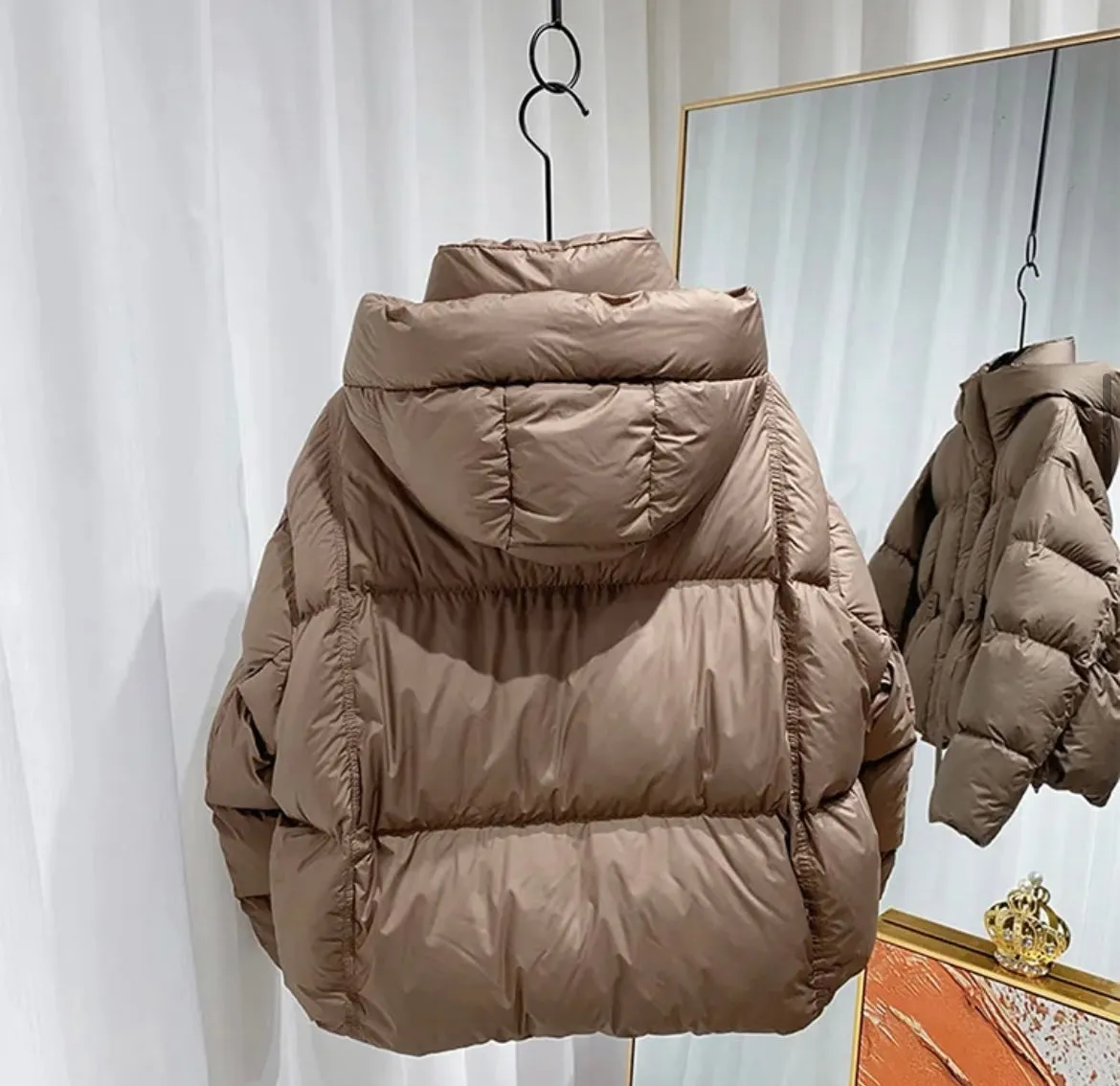 Luxurious Plus Size Women's Duck Down Hooded Jacket