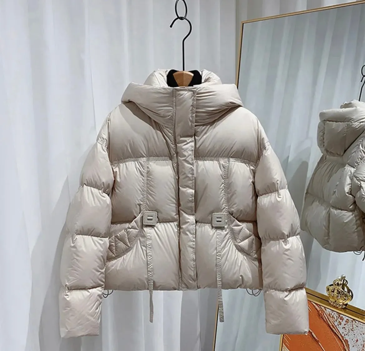 Luxurious Plus Size Women's Duck Down Hooded Jacket