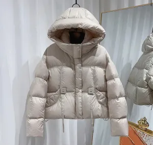 Luxurious Plus Size Women's Duck Down Hooded Jacket