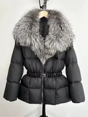 Luxurious Women's Plus Size Duck Down Jacket with Real Fur