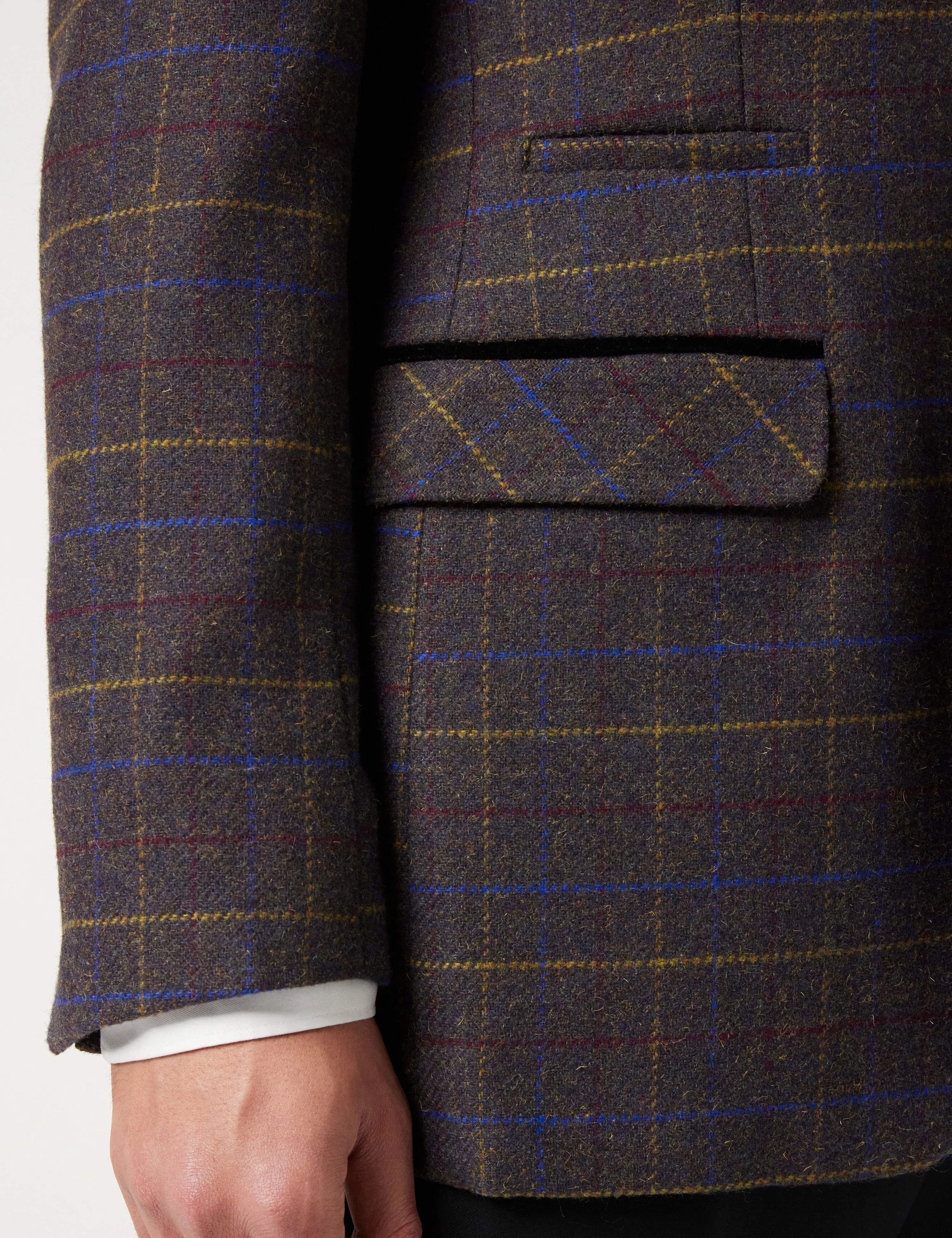 MADISON - BROWN TWEED CHECK PLAIN BLAZER