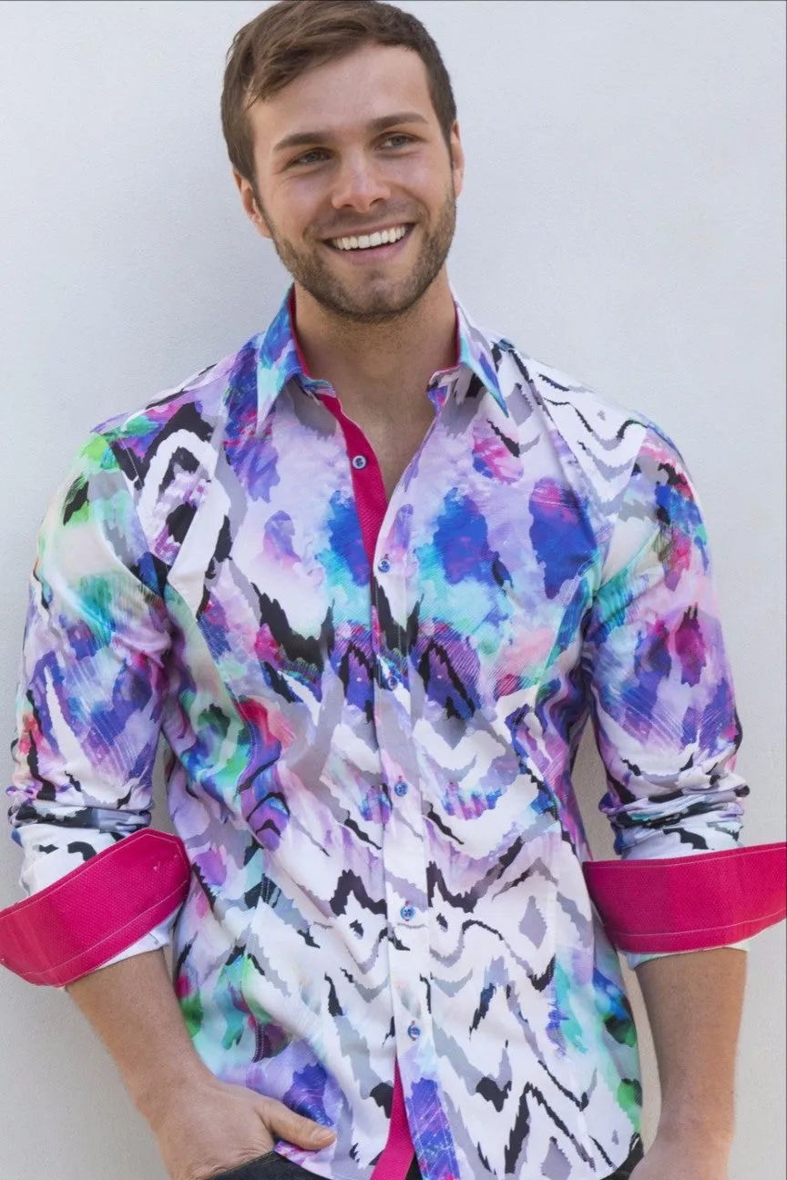 Melting Multi Color Button Down Print Shirt