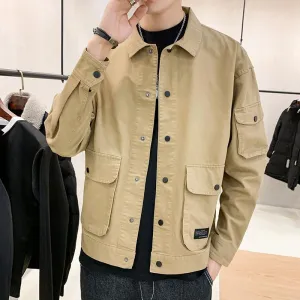 Men's Bomber Jacket Casual Clothes Korean Fashion Safari Style Jacket Multi-pocket 2022 New Men's Autumn Clothes Oversized Coat