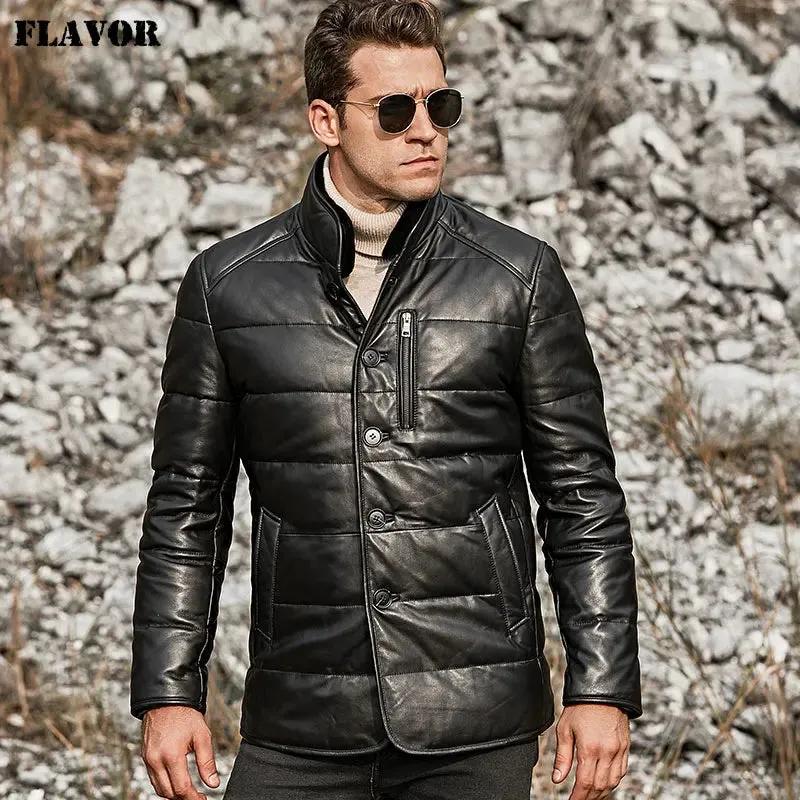 Men's Lambskin Leather Duck Down Jacket