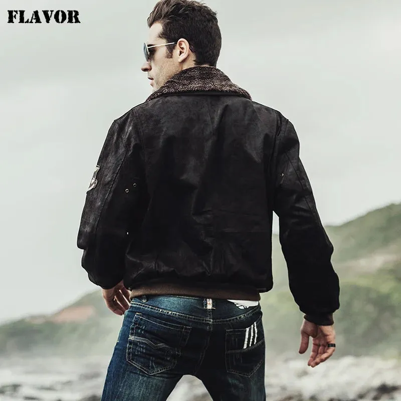 Men's Pilot Genuine Leather Bomber Jacket