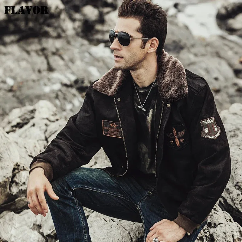 Men's Pilot Genuine Leather Bomber Jacket