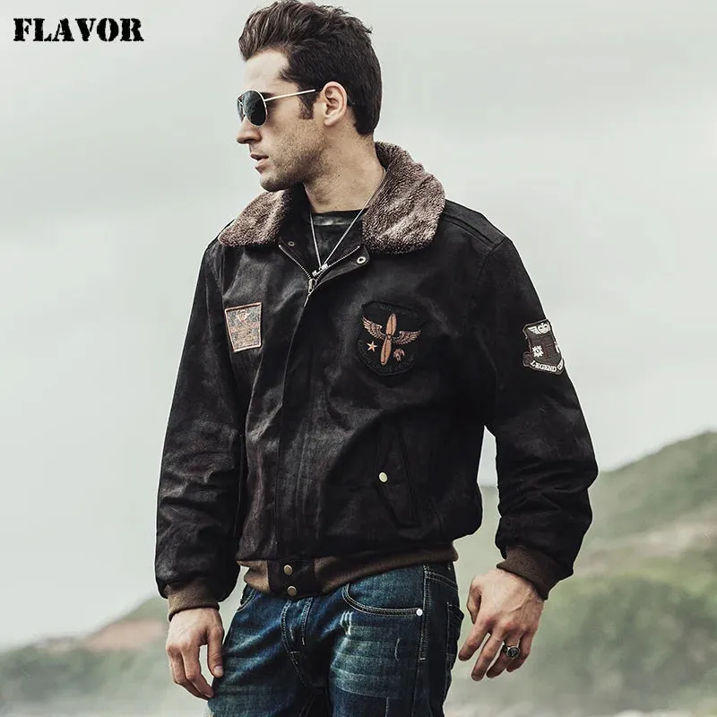 Men's Pilot Genuine Leather Bomber Jacket