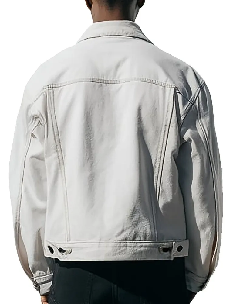 Men's White Casual Denim Jacket