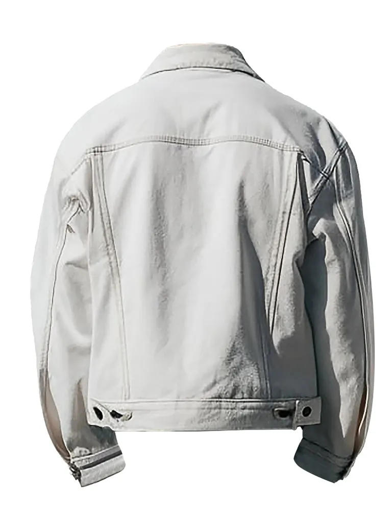 Men's White Casual Denim Jacket