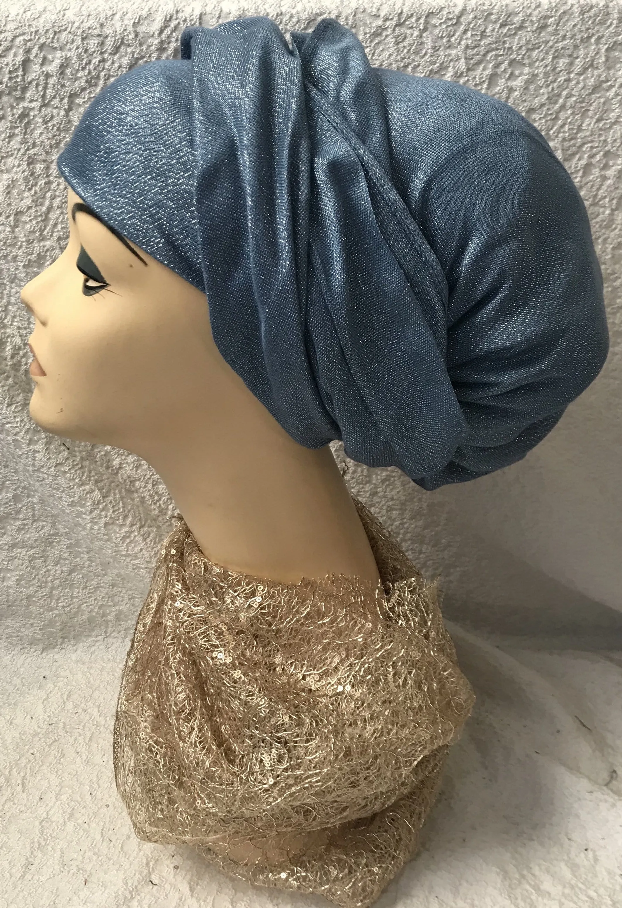 Miami Beach Sparkly Head Scarf Tichel Hijab Hair Wrap | Pre Tied Head Covering