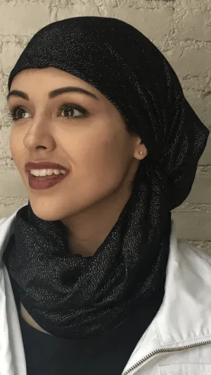 Miami Beach Sparkly Head Scarf Tichel Hijab Hair Wrap | Pre Tied Head Covering