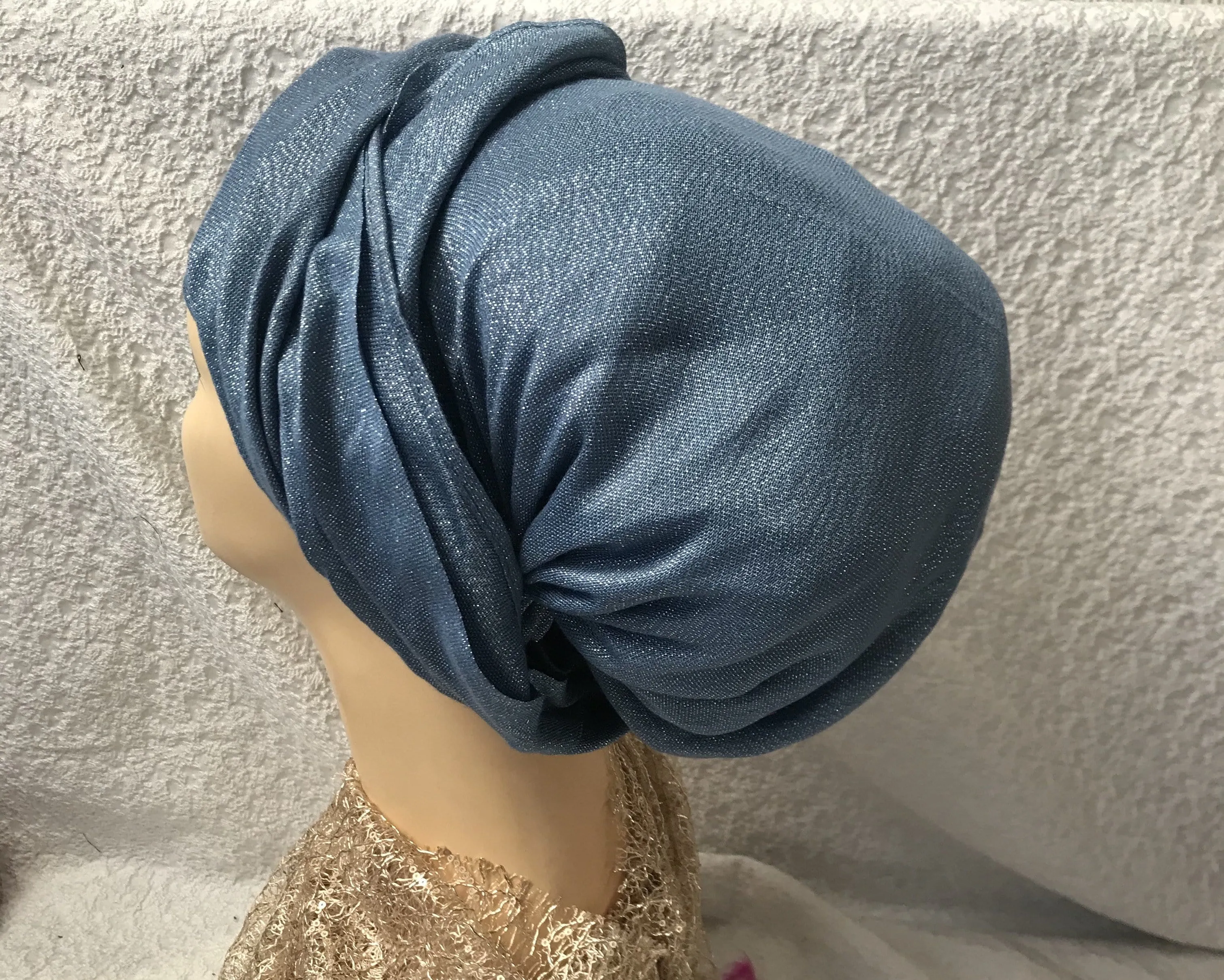 Miami Beach Sparkly Head Scarf Tichel Hijab Hair Wrap | Pre Tied Head Covering