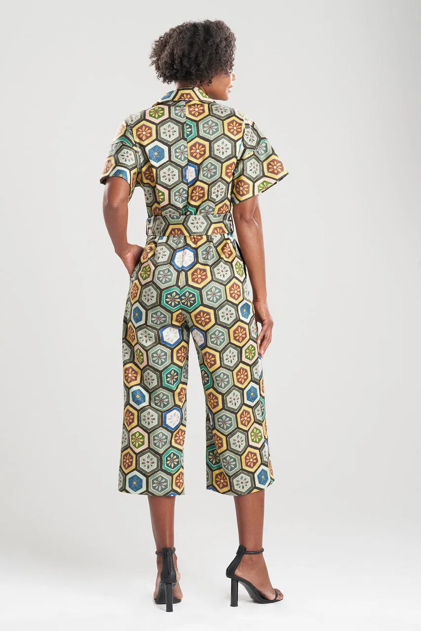 Mitsu Printed Cotton Sateen Crop Jumpsuit