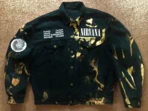 Nirvana Black 'n' Bleach Denim Patch Jacket Vestibule Circles Hell Fudge Packin' Crack Smokin'