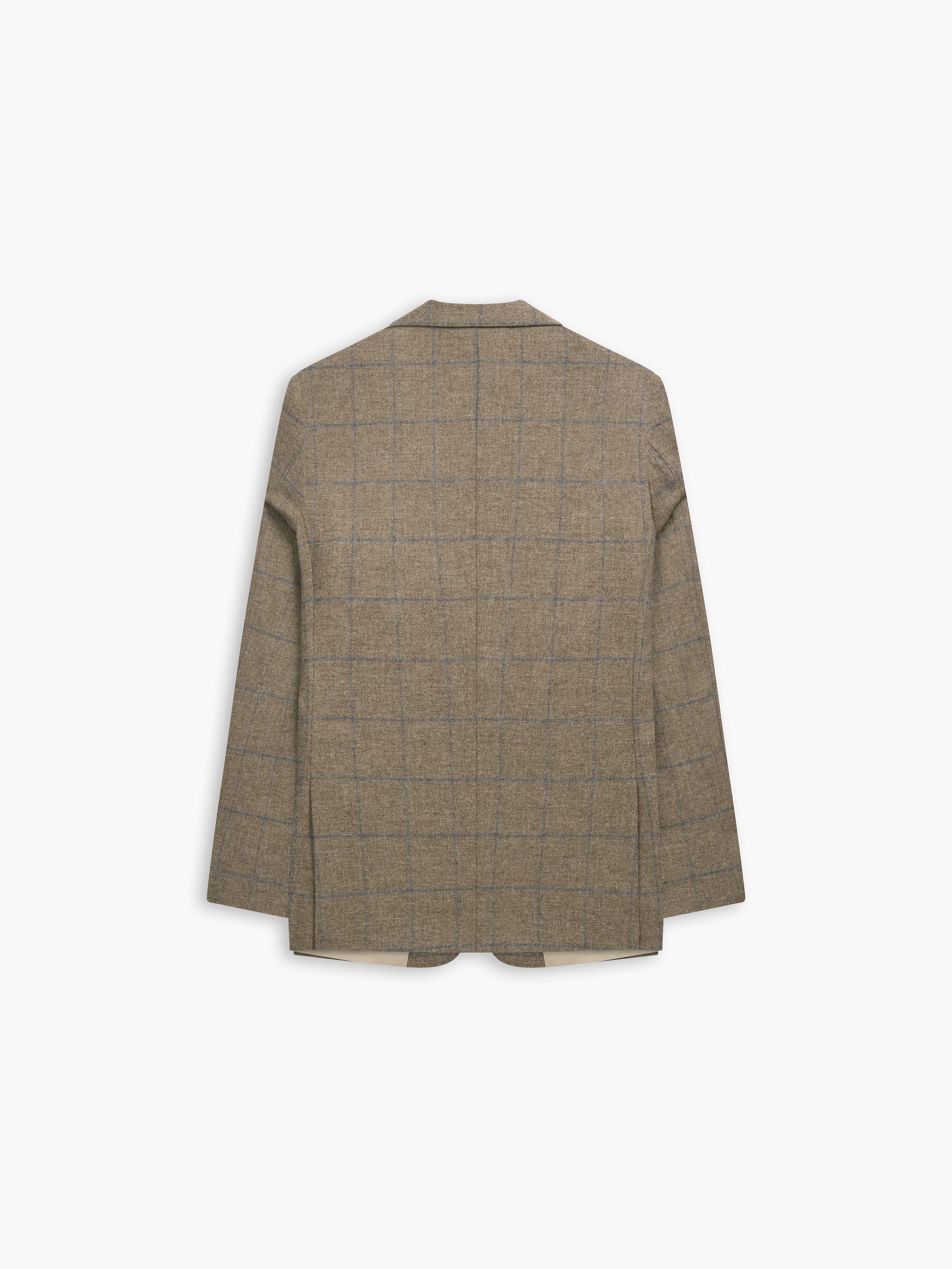 Olivier Slim Fit Jacket in Blue and Neutral Robert Noble Mill Wool Check