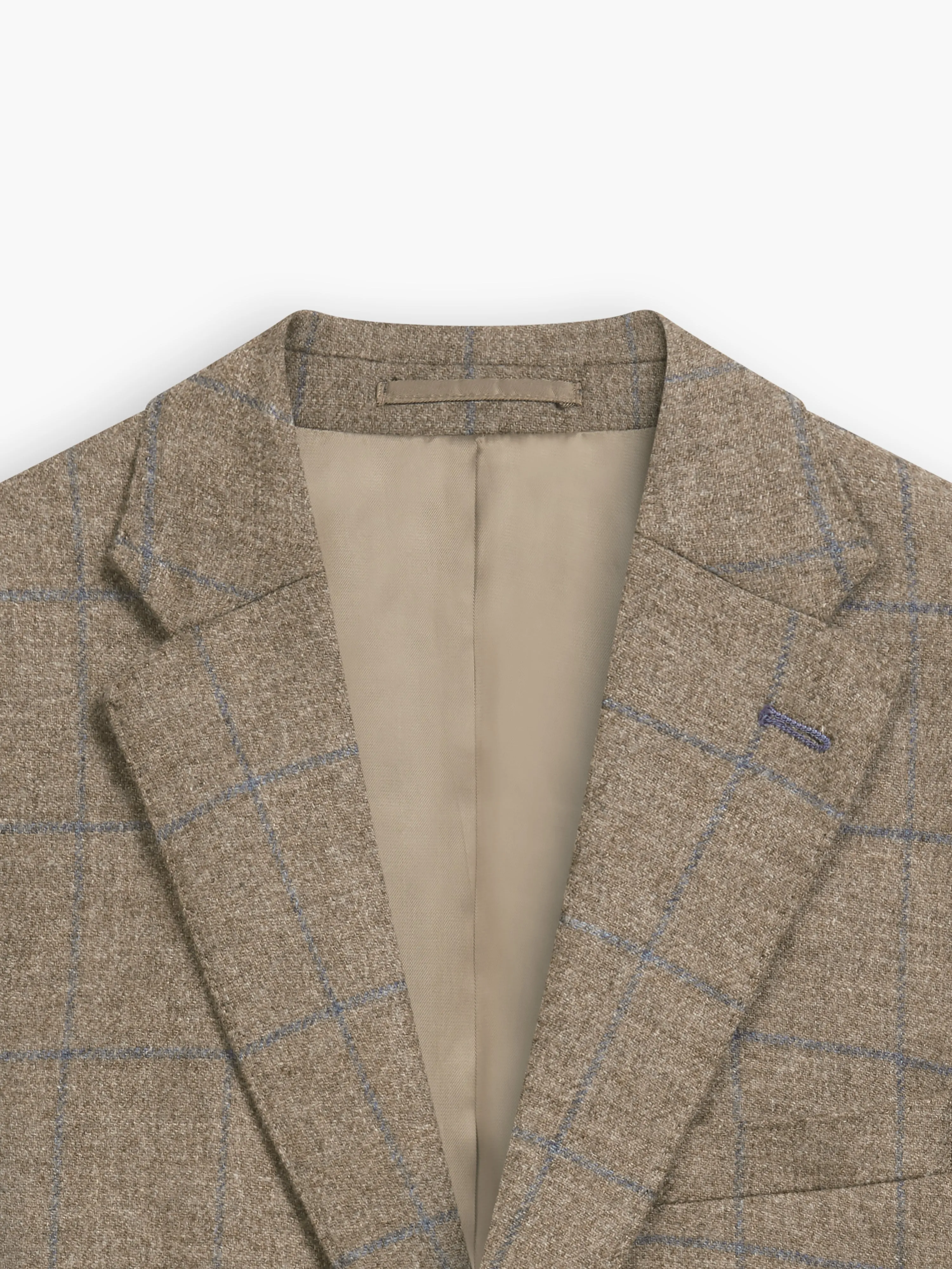 Olivier Slim Fit Jacket in Blue and Neutral Robert Noble Mill Wool Check