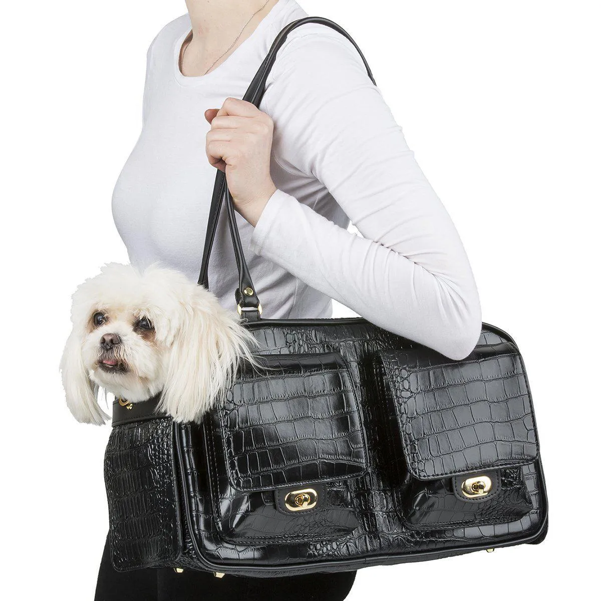 Petote Marlee Dog Carrier Black Croco