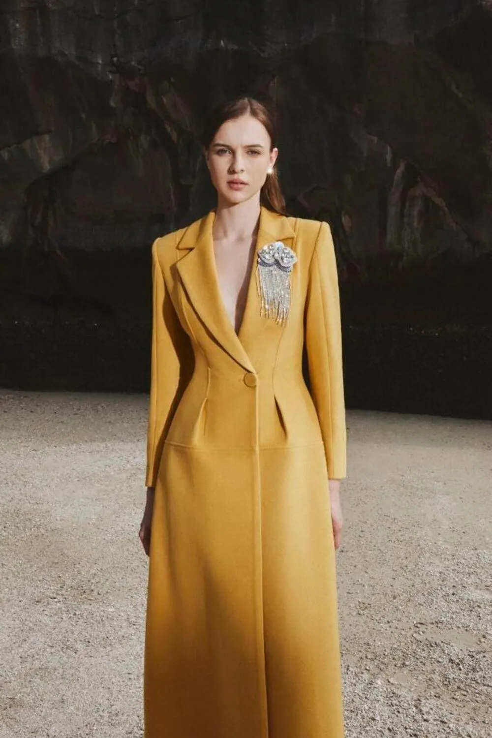 Peyton Structured Notch Lapel Felt Trench Coat