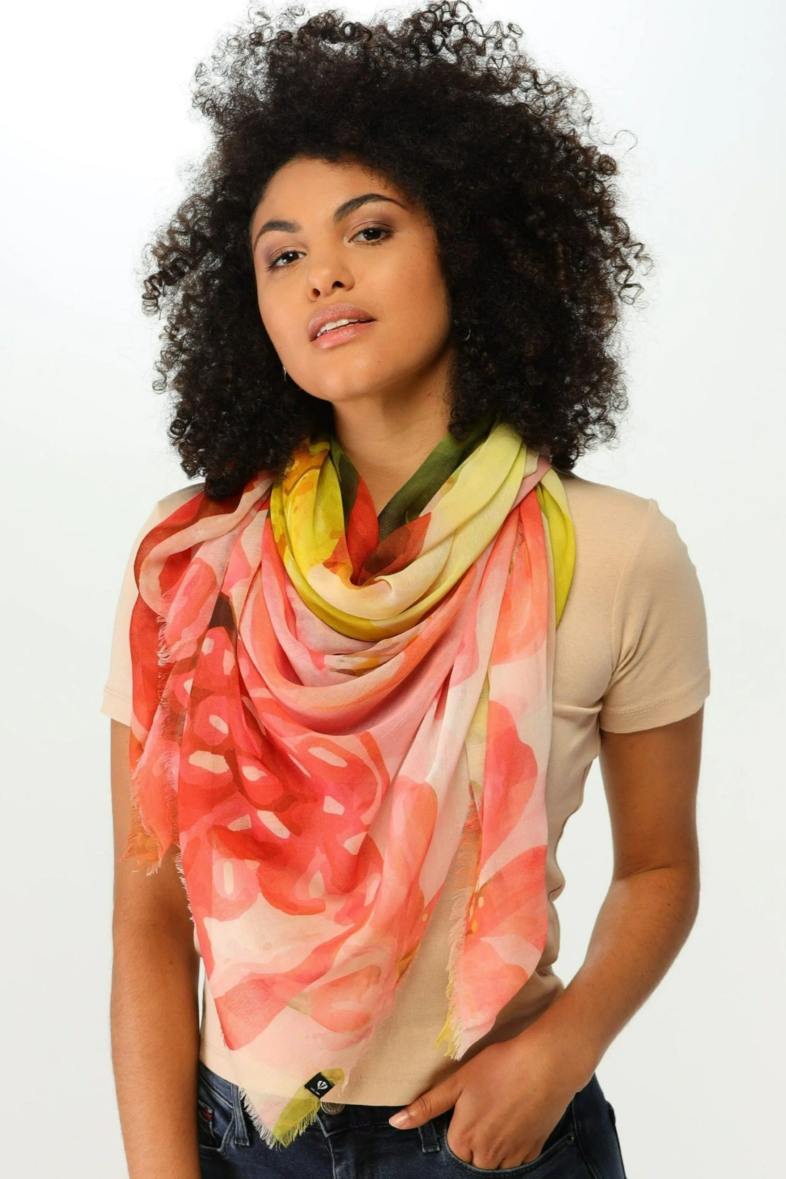 Pomogrante Floral Square Scarf