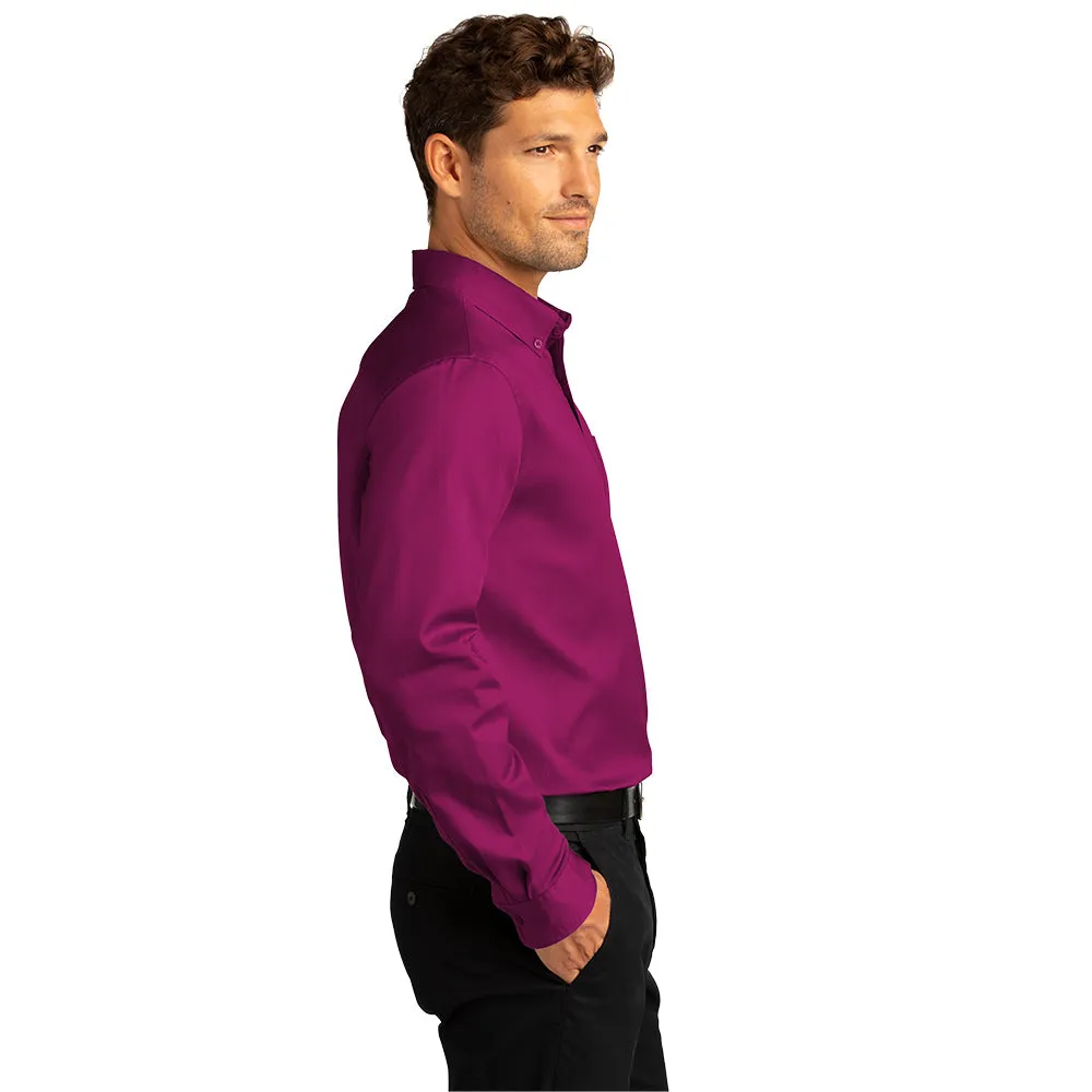 Port Authority® Long Sleeve SuperPro React™ Twill Shirt - Wild Berry