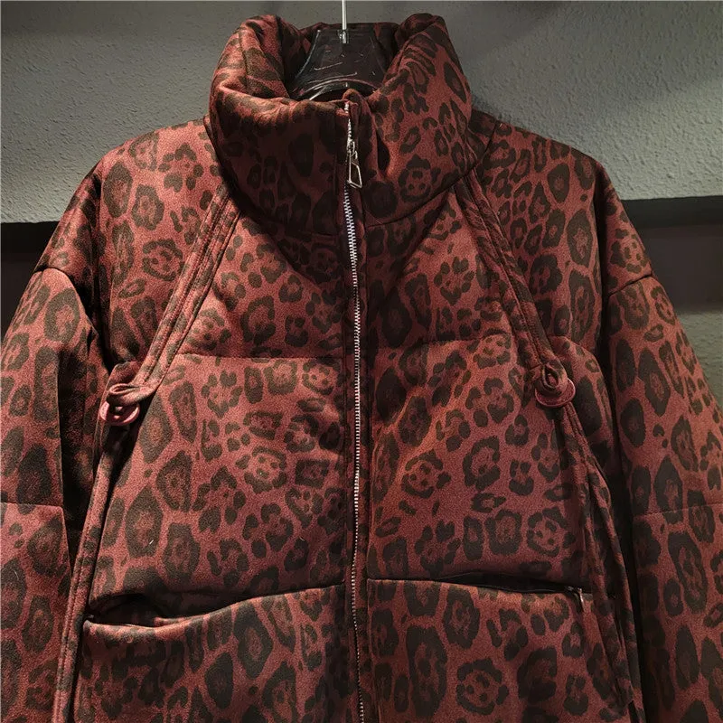 Pre Order: Thickened Animal Print Down Cotton Jacket