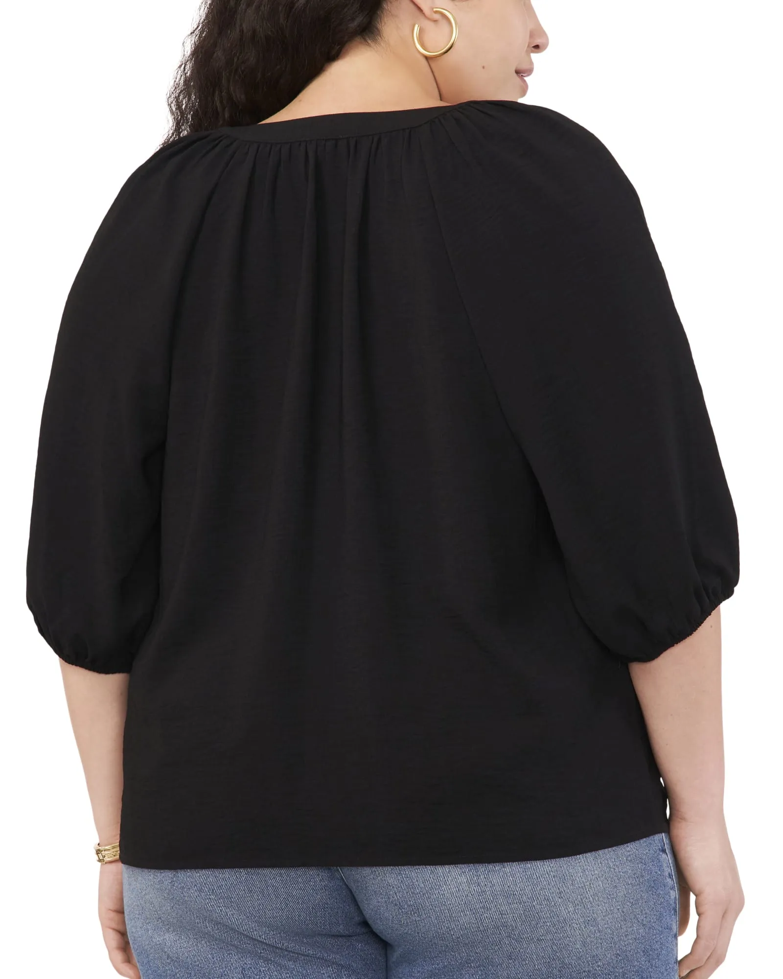 RAGLAN BALLOON SLEEVE TOP | RICH BLACK