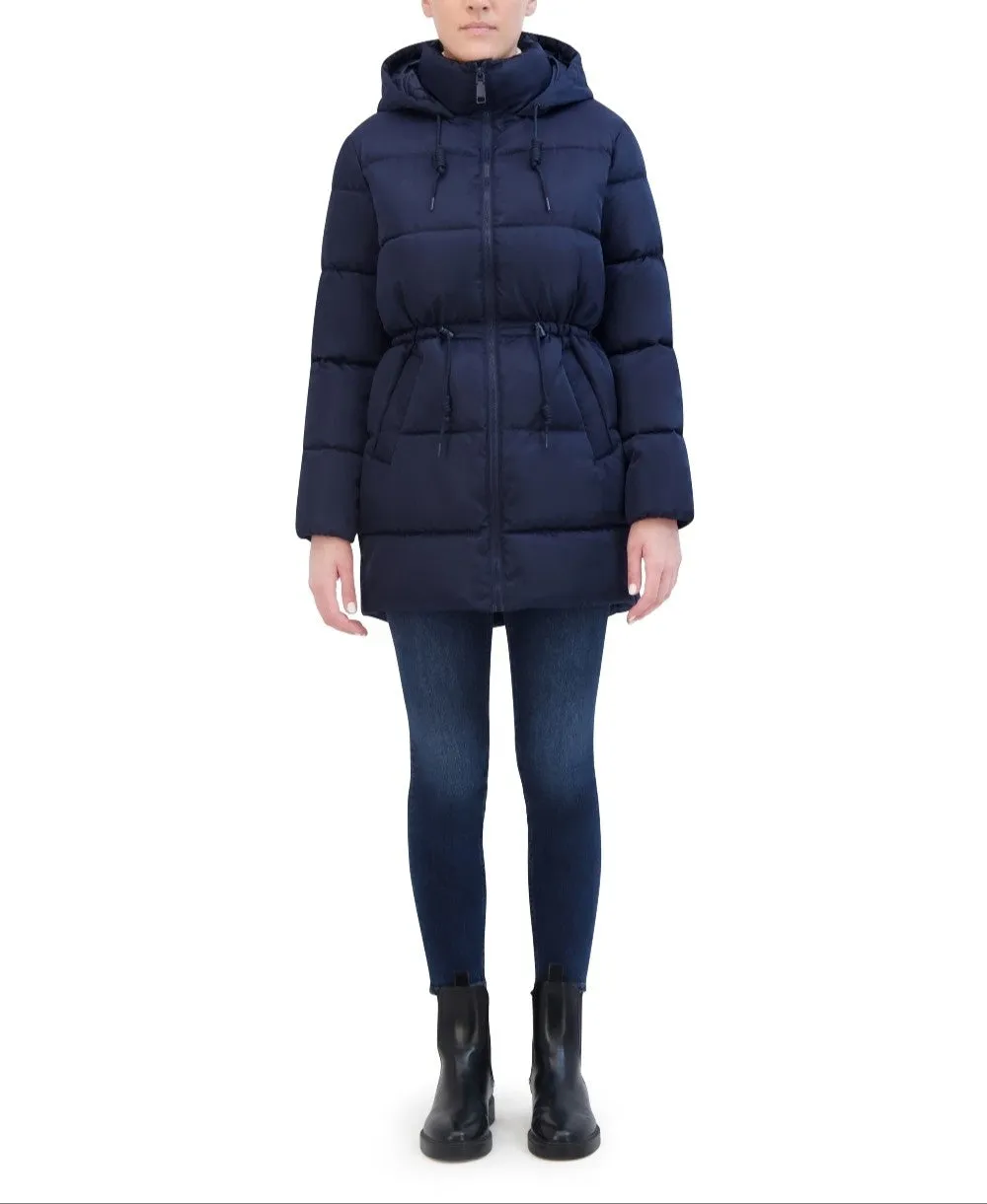 Rebecca Minkoff Women's Vegan Down Coat With Waist Drawstrings And Hood