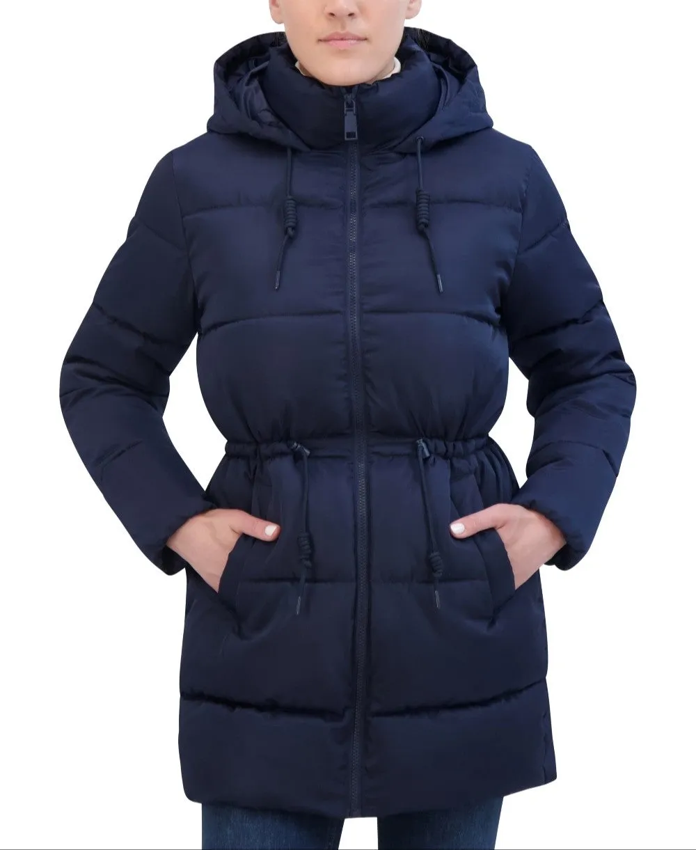 Rebecca Minkoff Women's Vegan Down Coat With Waist Drawstrings And Hood