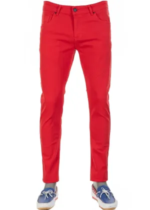 Red Casual Slim Fit Jeans