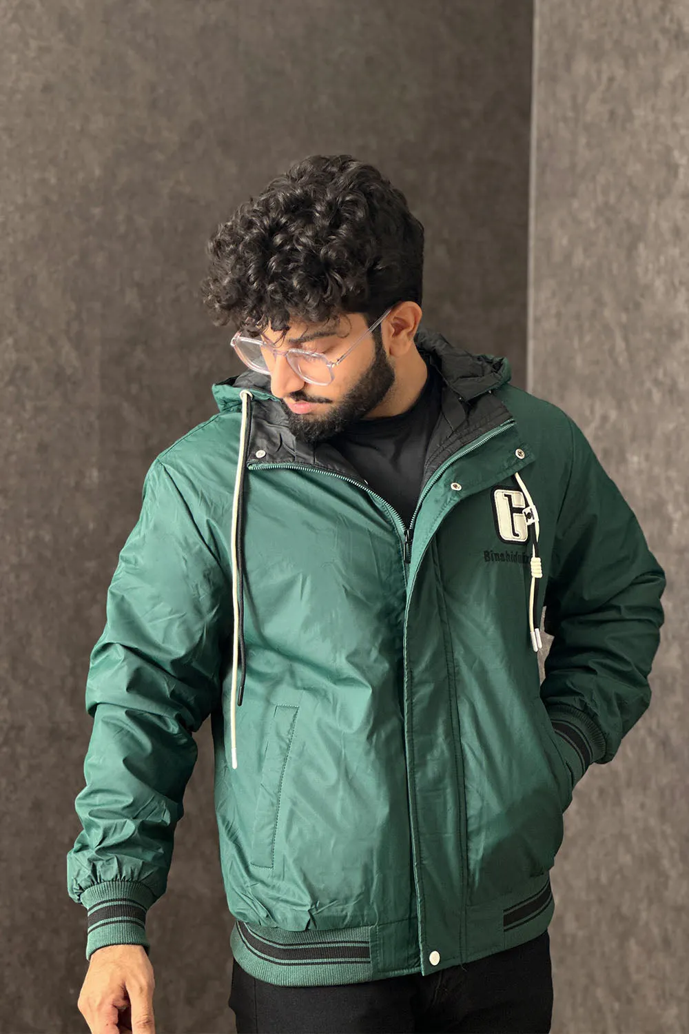 Ritzy Bottle Green Puffer Jacket - 1124094