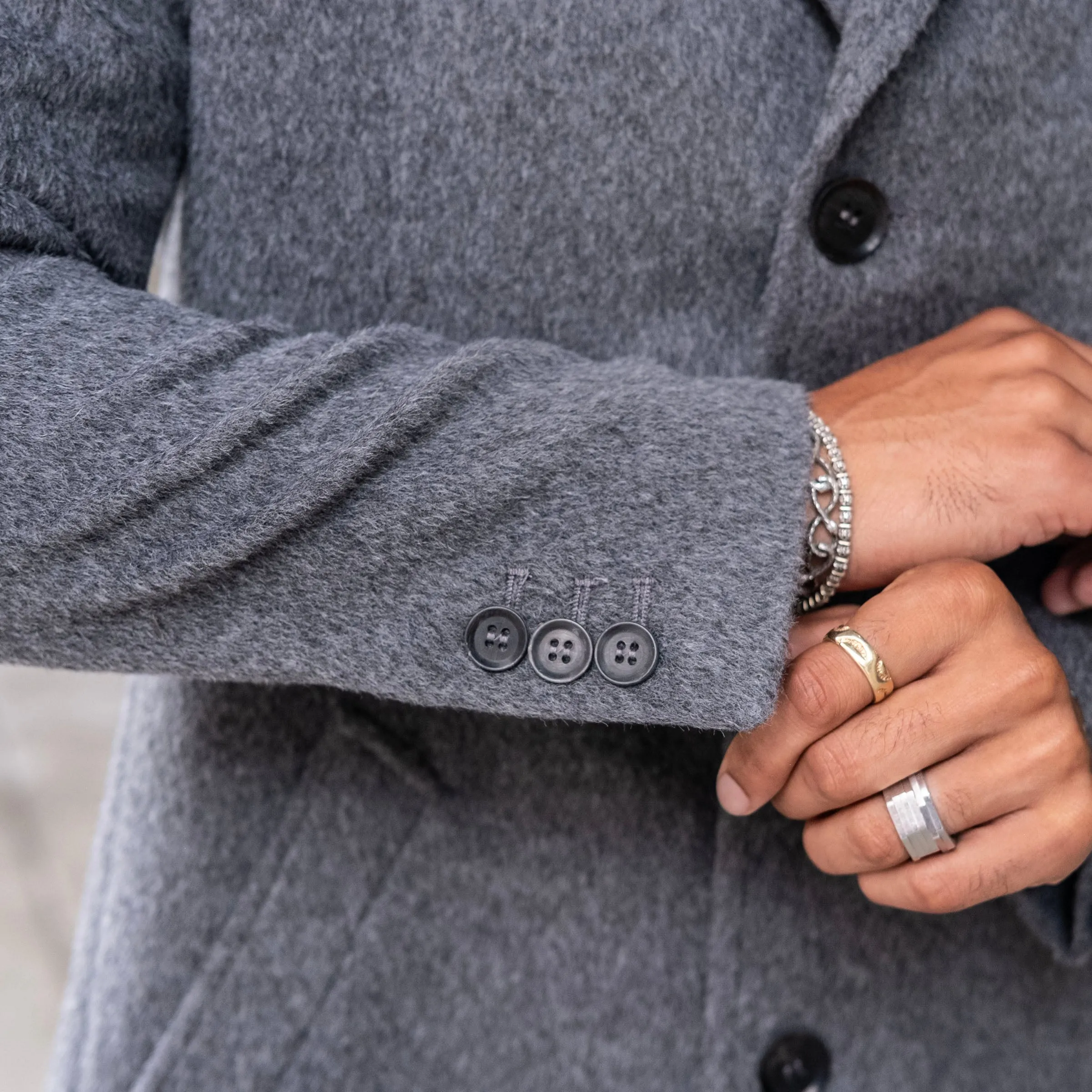 Sample Sale: Notch Lapel Car Coat Grey Medium