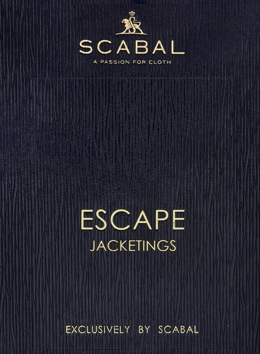 Scabal Navy Blue Herringbone Wool Jacket