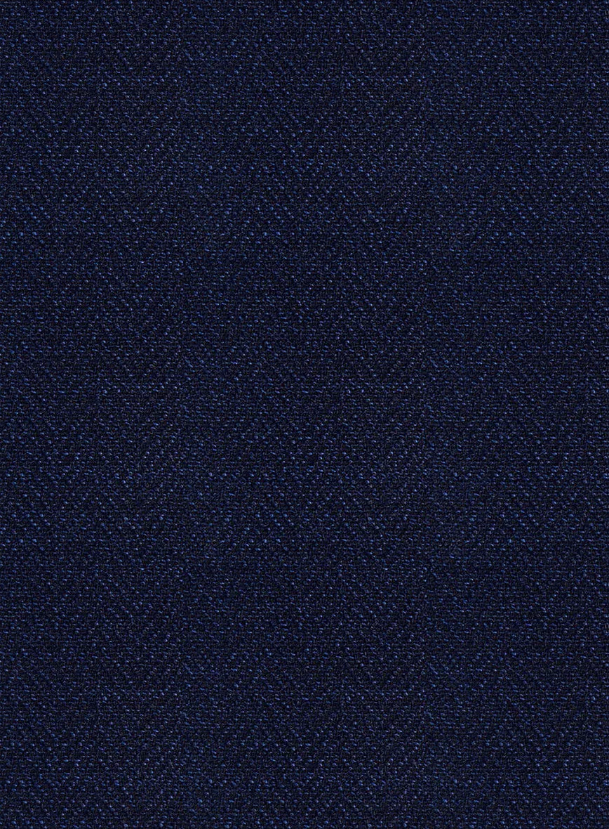 Scabal Navy Blue Herringbone Wool Jacket