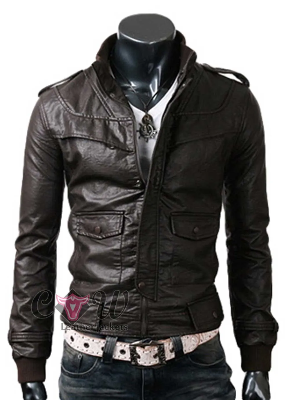 Slim Fit Black Stylish Genuine Jacket