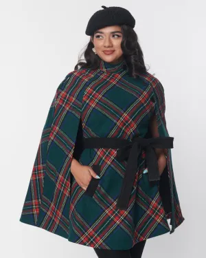 Smak Parlour Green Plaid Savile Row Cape Coat | Green