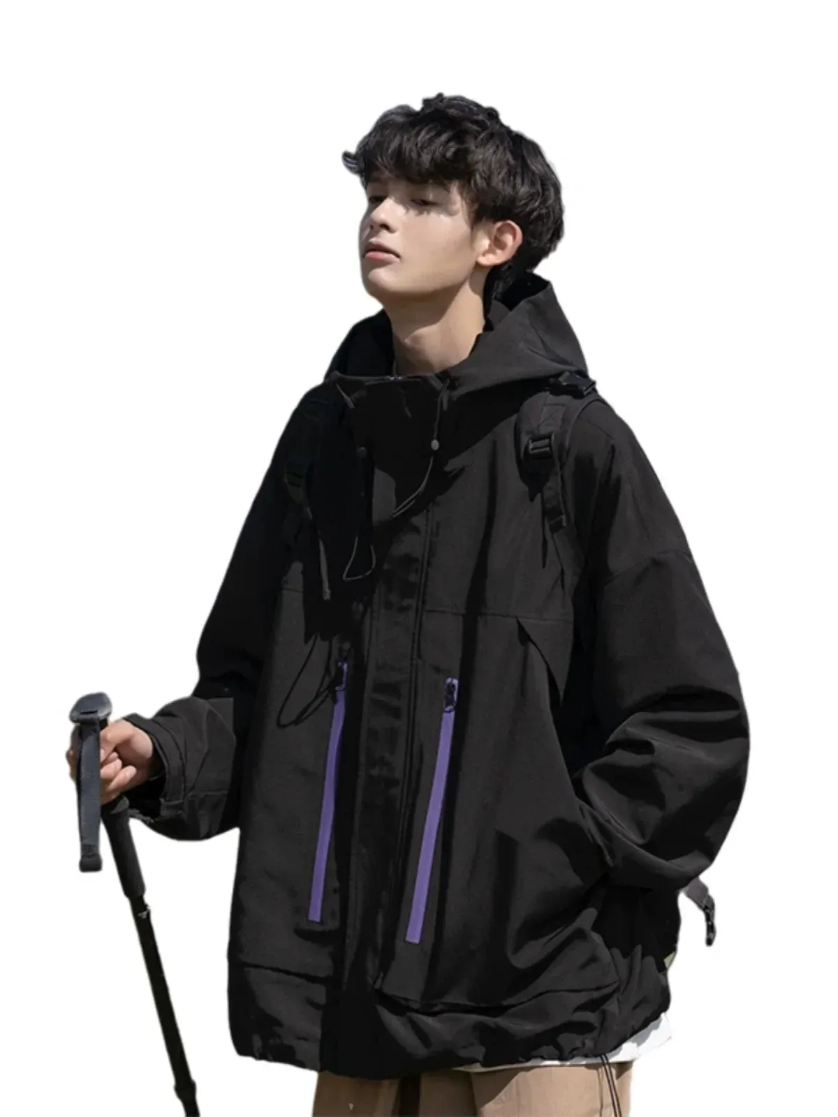 Solid Waterproof Hooded Breathable Jacket