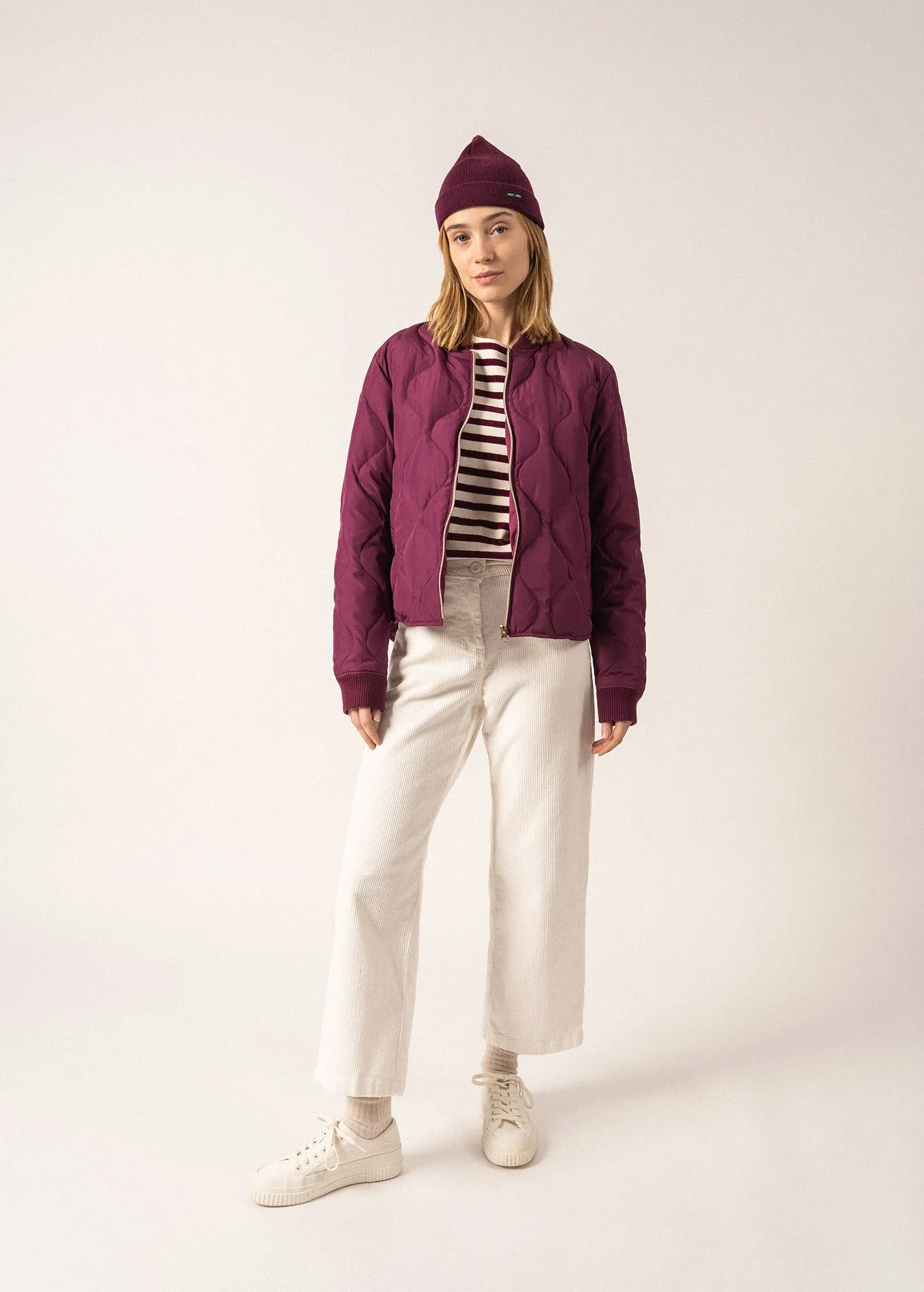 ST IZIA - Quilted Zip-up Puffer Jacket (PLUM)