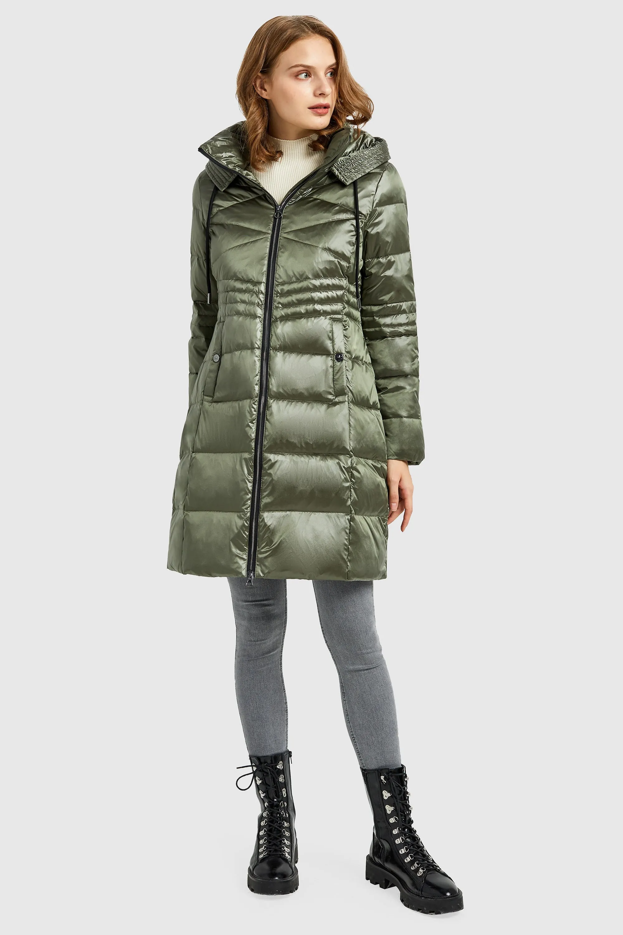 Stand Collar Down Parka with Hood