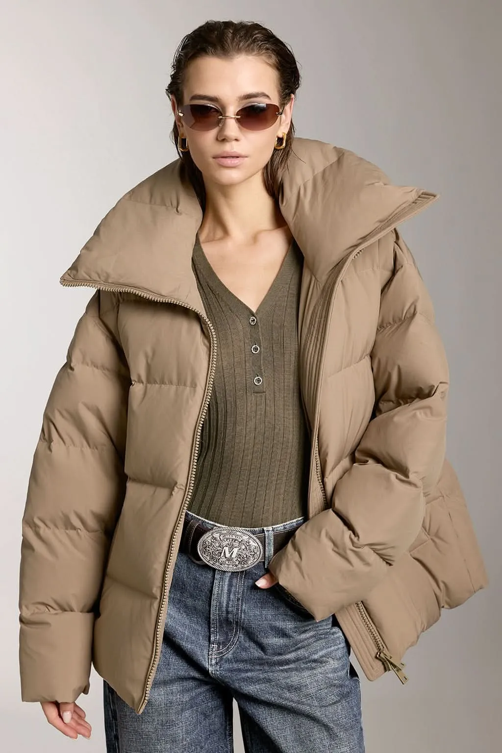 Stand Collar Thickened Warm Down Jacket