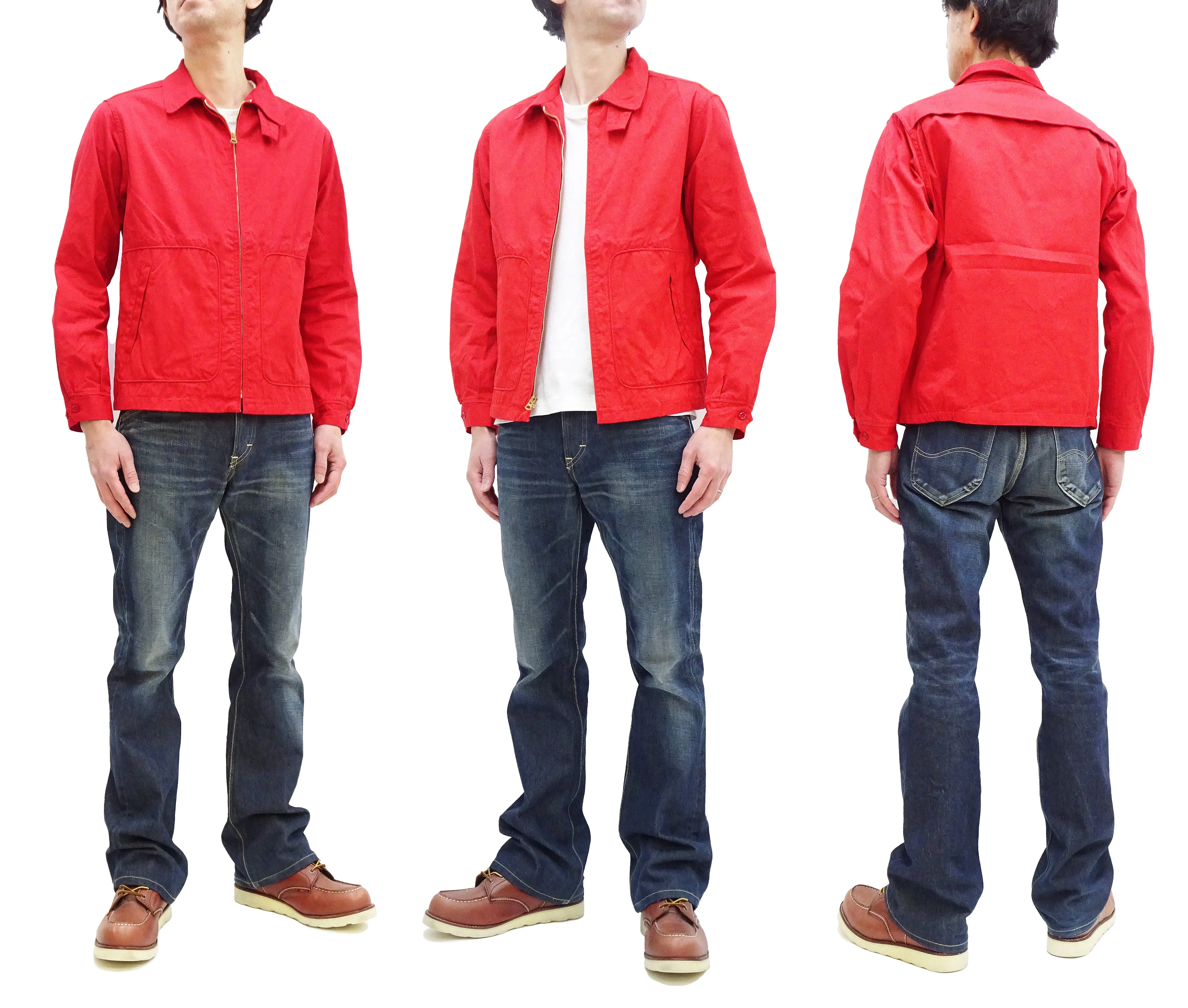 Sugar Cane Jacket Men's Casual 1950s Style Lightweight Unlined Cotton Jacket SC15293 165 Red