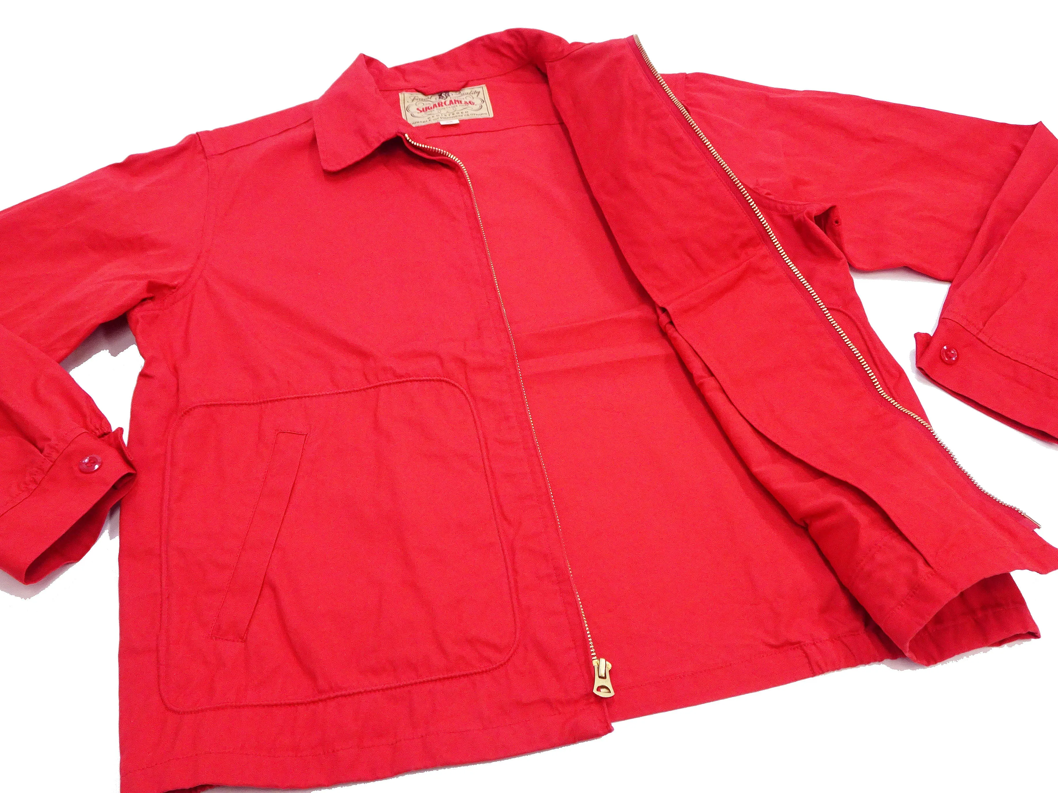 Sugar Cane Jacket Men's Casual 1950s Style Lightweight Unlined Cotton Jacket SC15293 165 Red