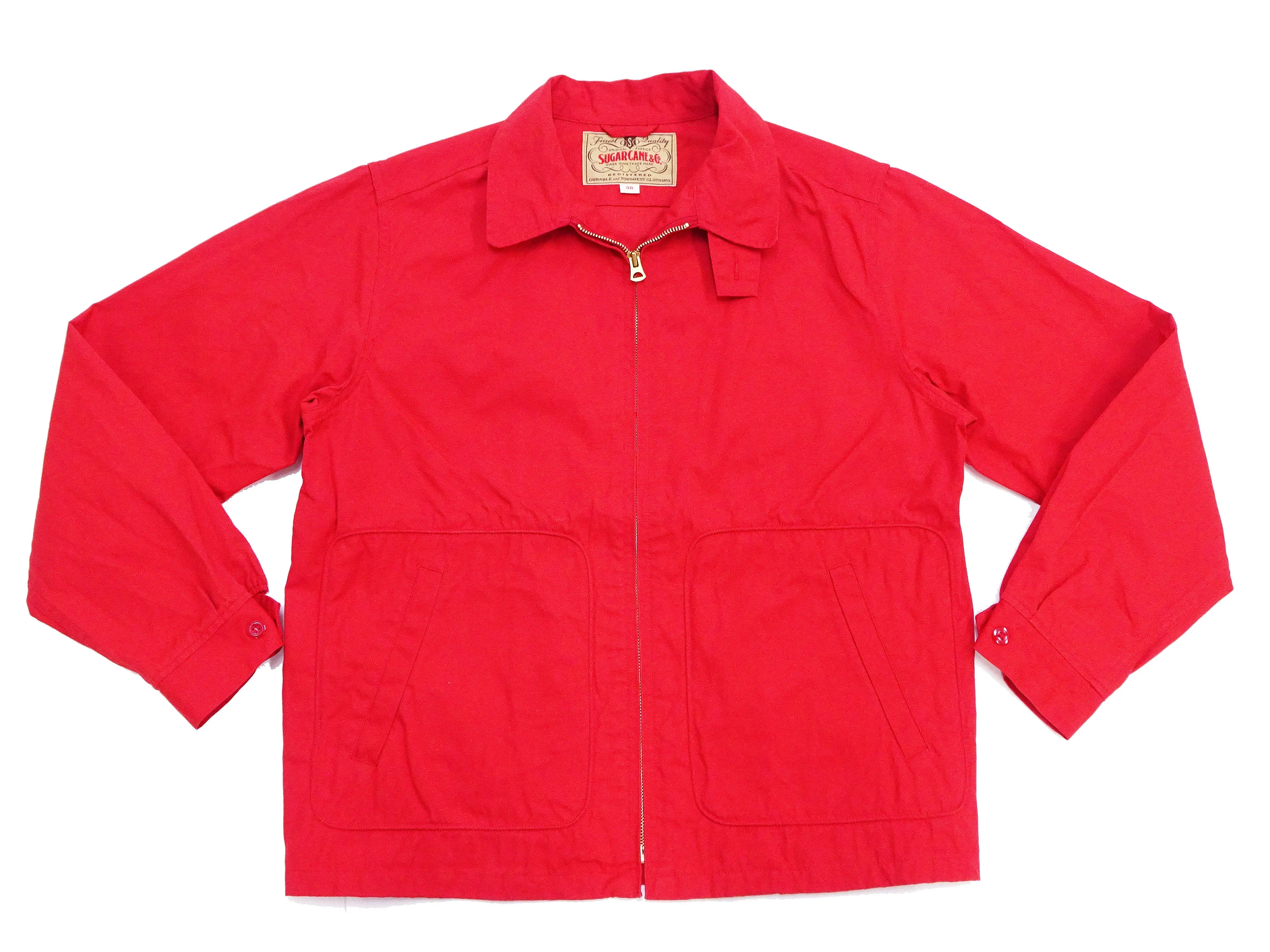 Sugar Cane Jacket Men's Casual 1950s Style Lightweight Unlined Cotton Jacket SC15293 165 Red