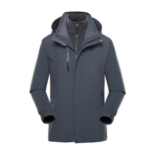 Three-in-one Two-piece Autumn Winter Warm Thickened Waterproof Jakcet Windproof Outdoor Hiking Clothes Men's Women's Coats