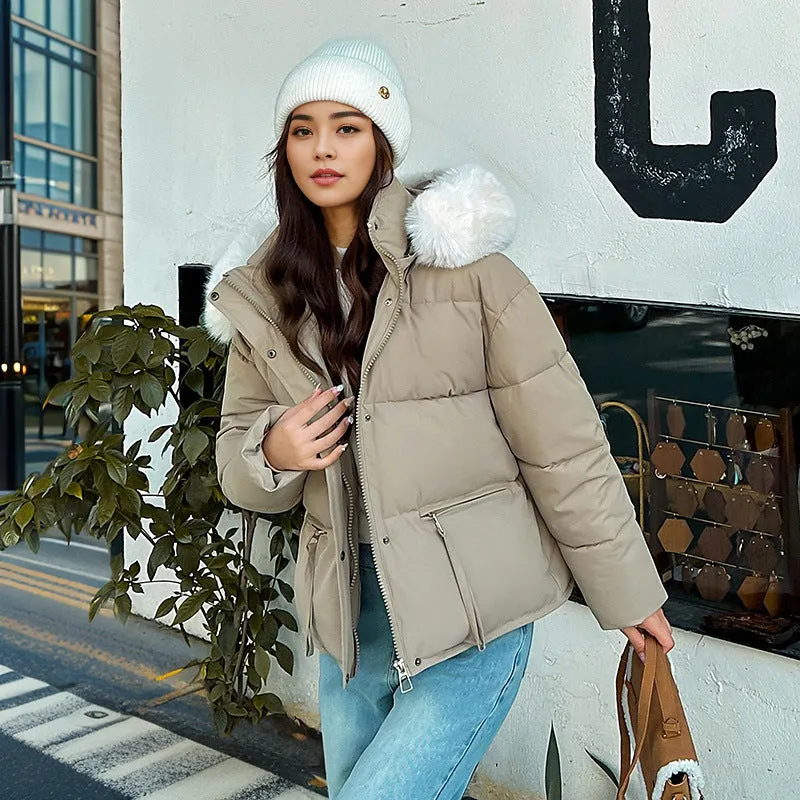 Toleet 2000s fashion Women's down Cotton-Padded Coat 2024 New Women's Large Fur Collar Cotton-Padded Jacket Loose Thickened Coat Short