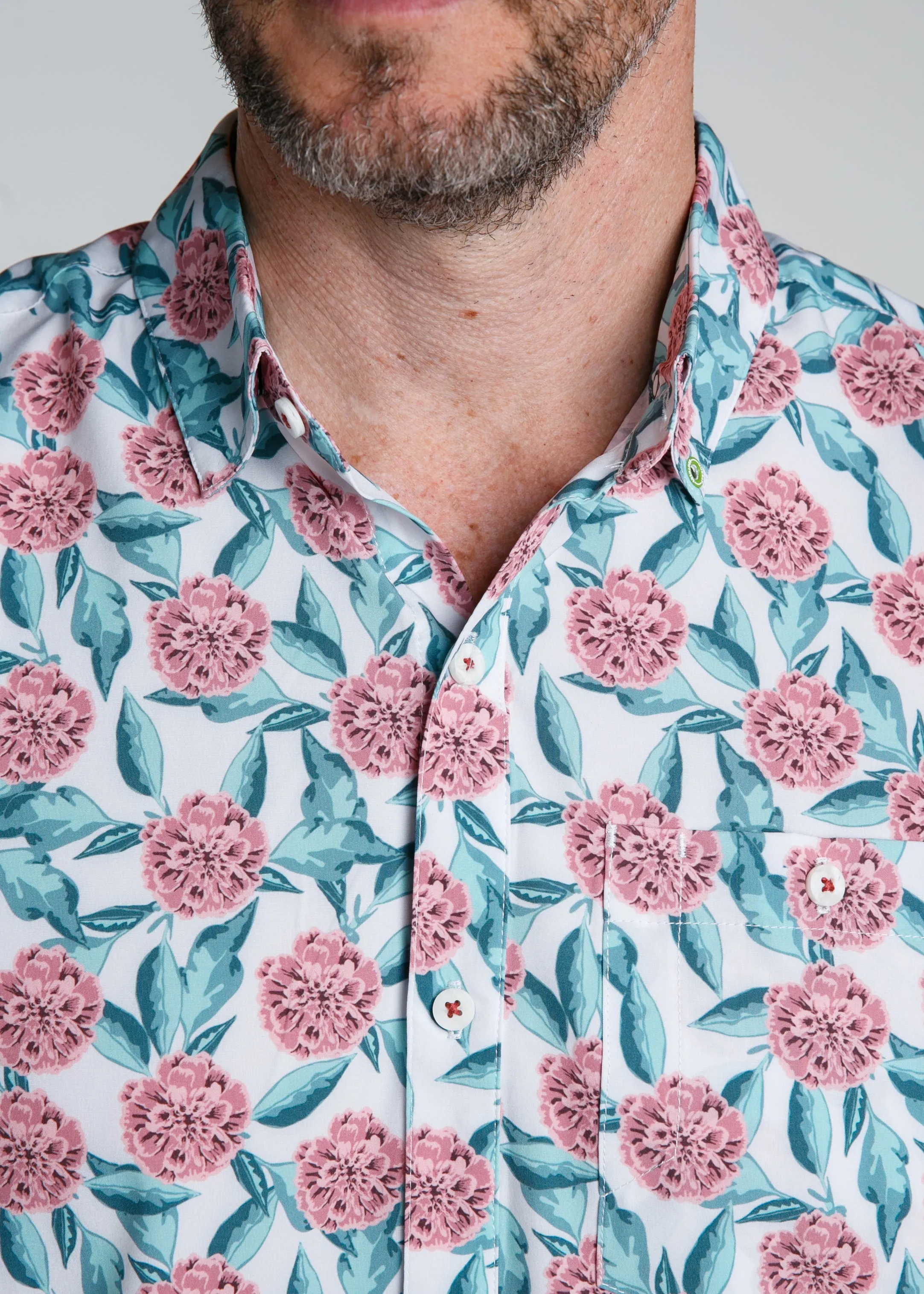 Tropical Mums Men's Button Down | White