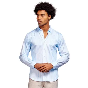 Types Of Stripes Button Down Shirt - Blue