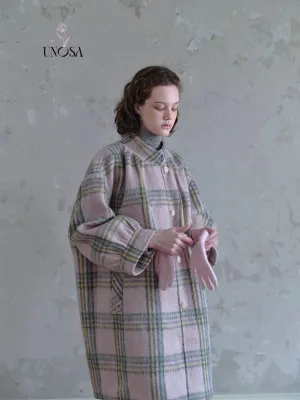 [UNOSA] A Pretty Mess Check Pattern Oversized Coat